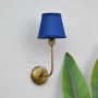 Timeless Glow gece mavisi kumaş başlıklı vintage pirinç duvar apliği dekoratif aplik modeli